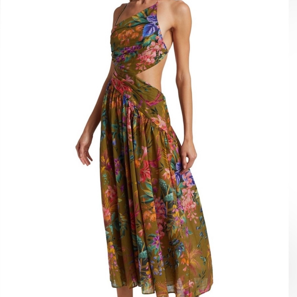 ZIMMERMANN Laurel asymmetric linen midi dress